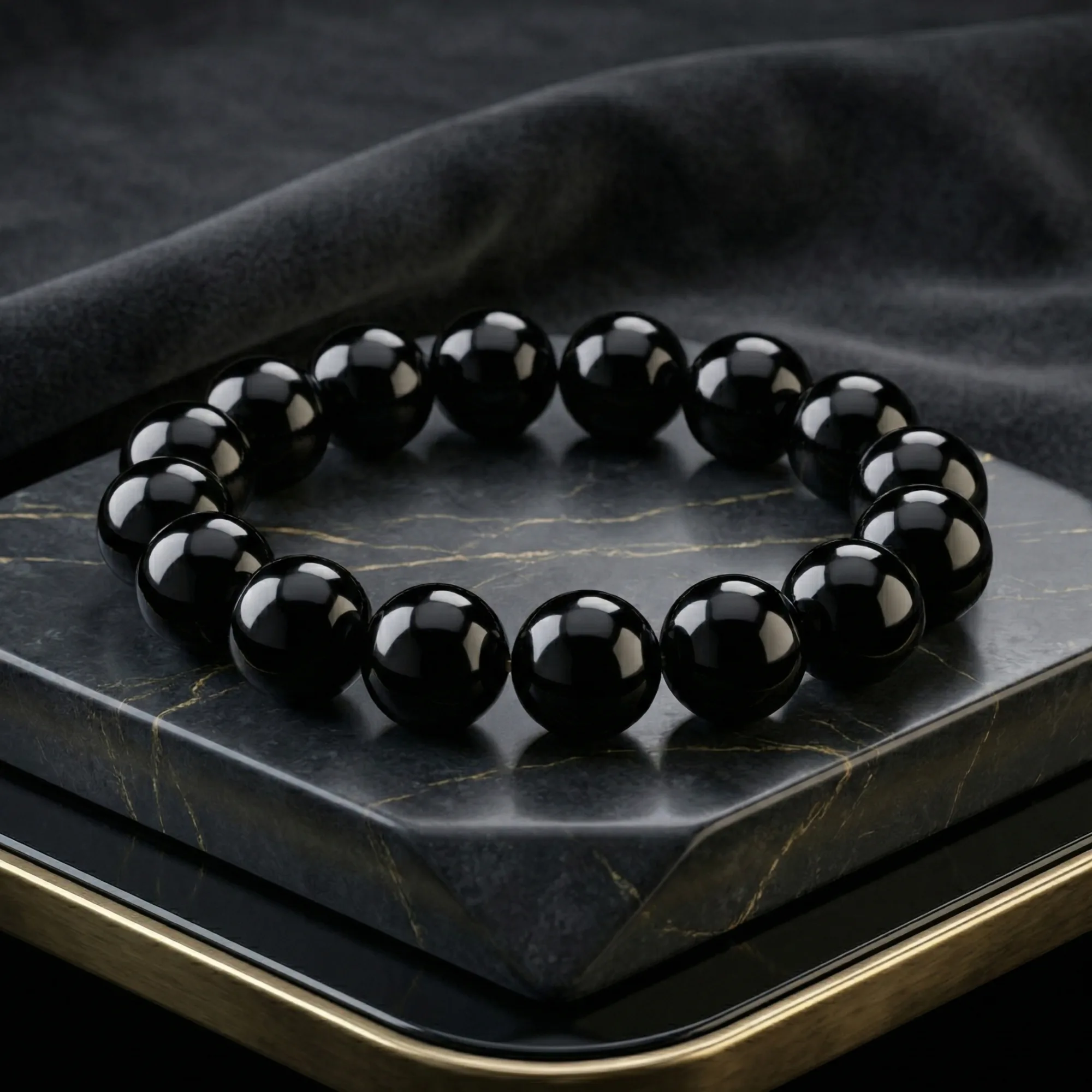 High Grade Natural Obsidian Beads Bracelet