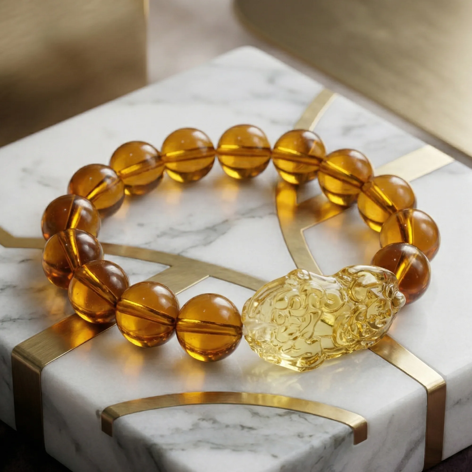Yellow Crystal Piyao Stretchy Bracelet