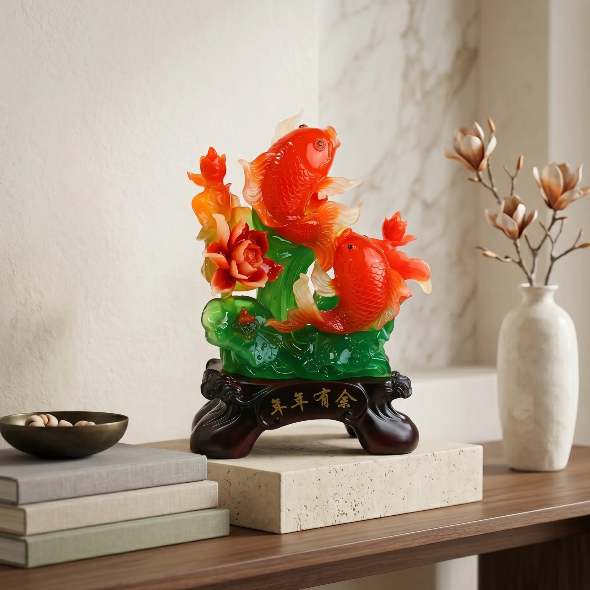 Double Red Fish with Coin