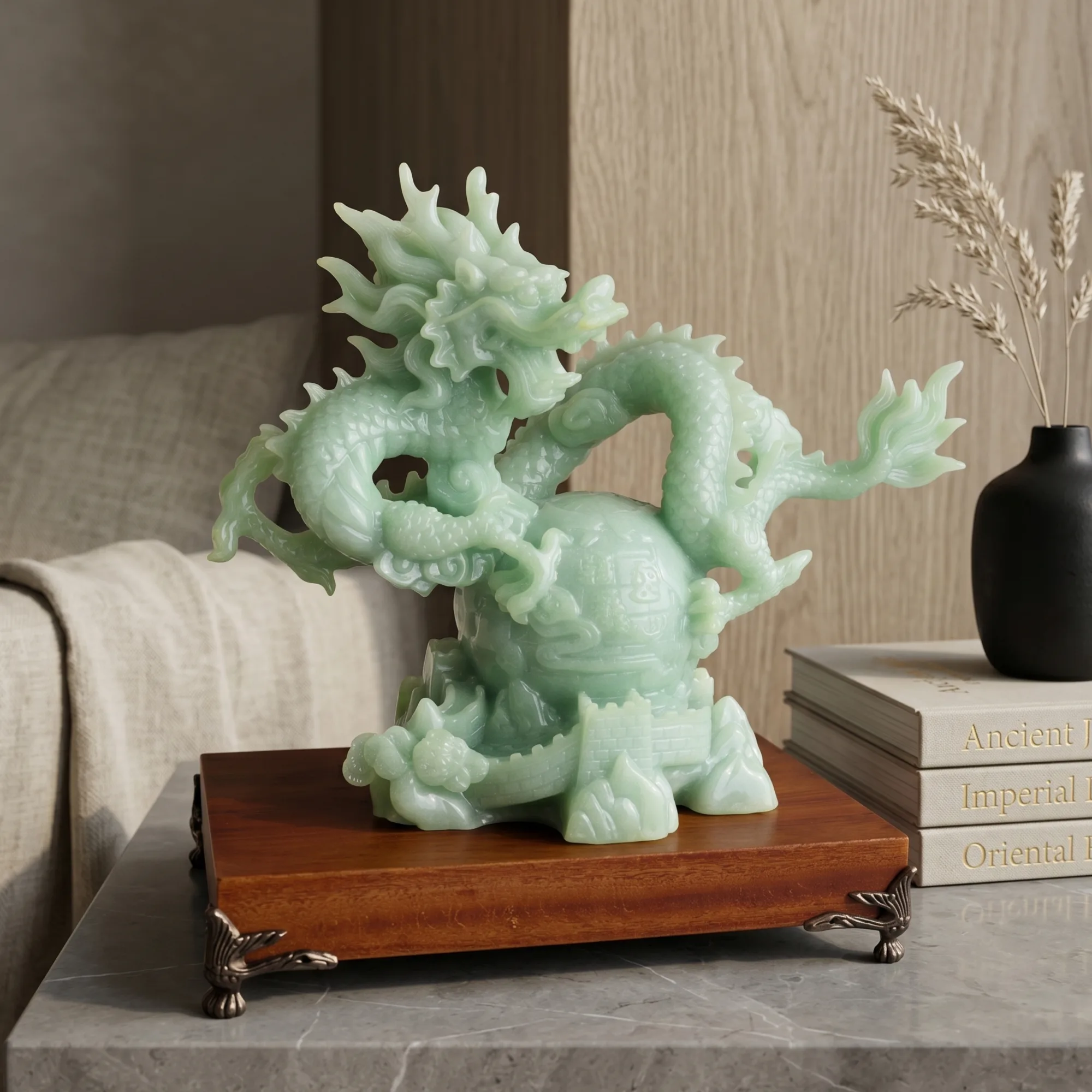 Feng Shui Lucky Dragon Sitting on a Ball of Success