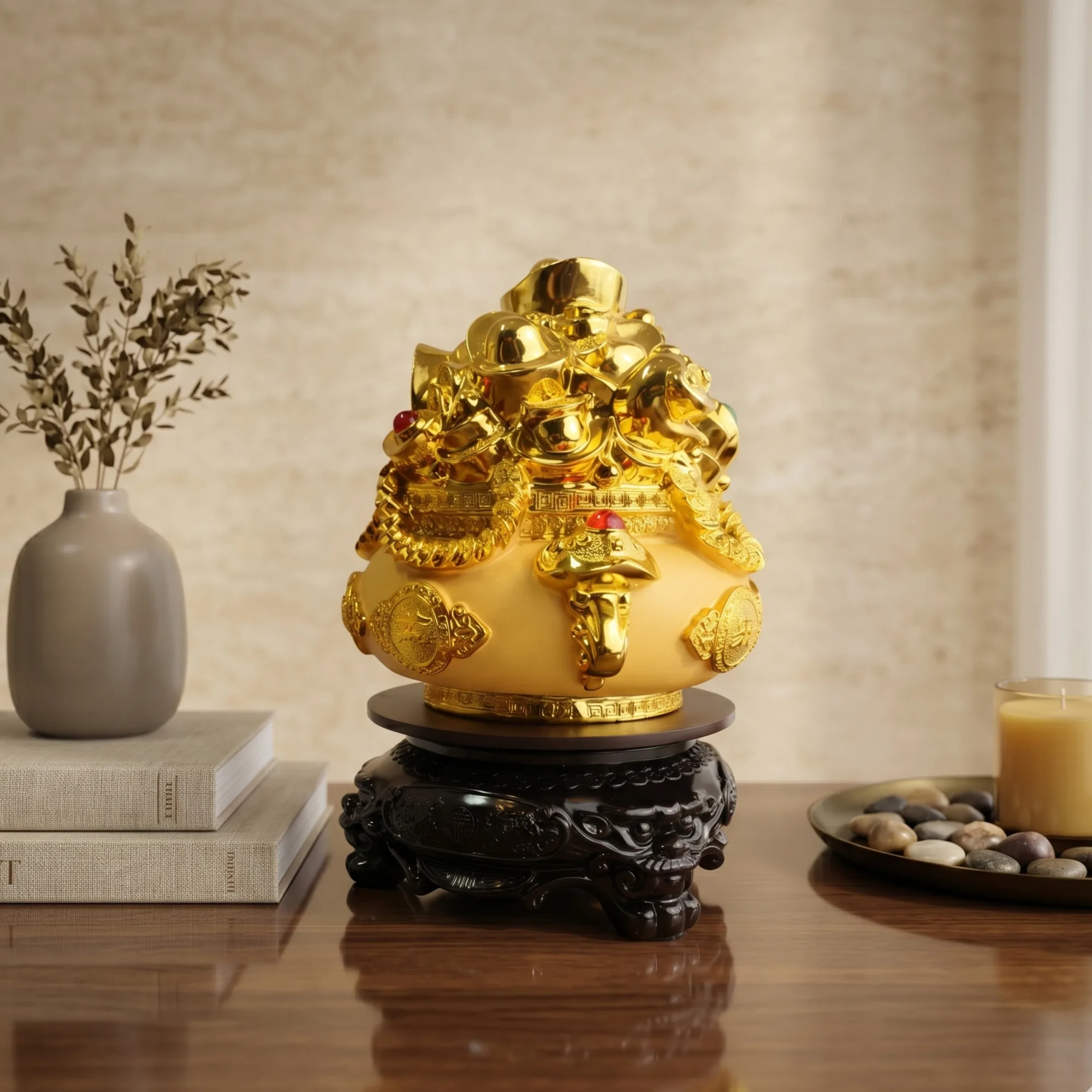 Ultimate Rotating Wealth Pot with Overflowing Treasures