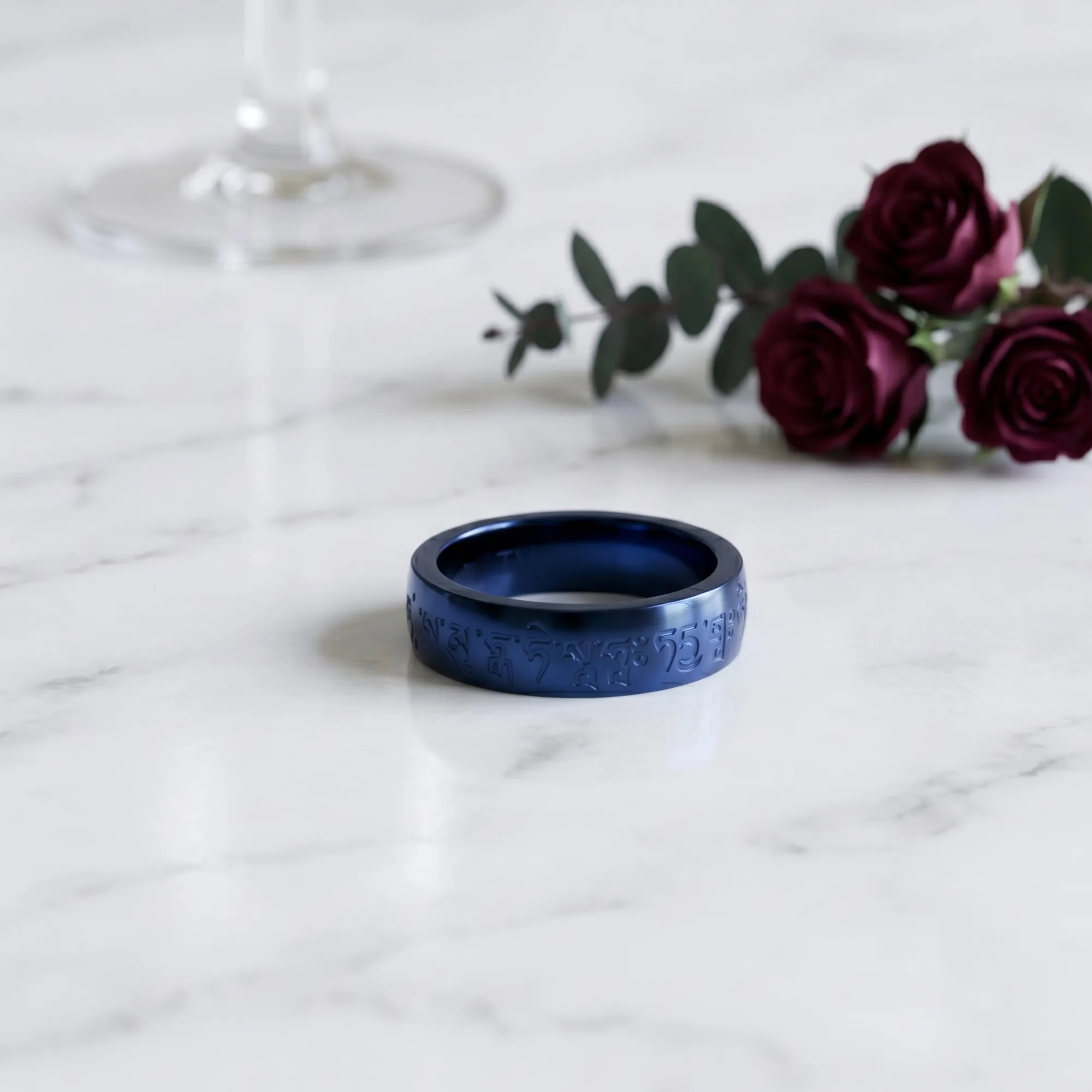 Medicine Buddha and Vairocana Mantra Blue Ring