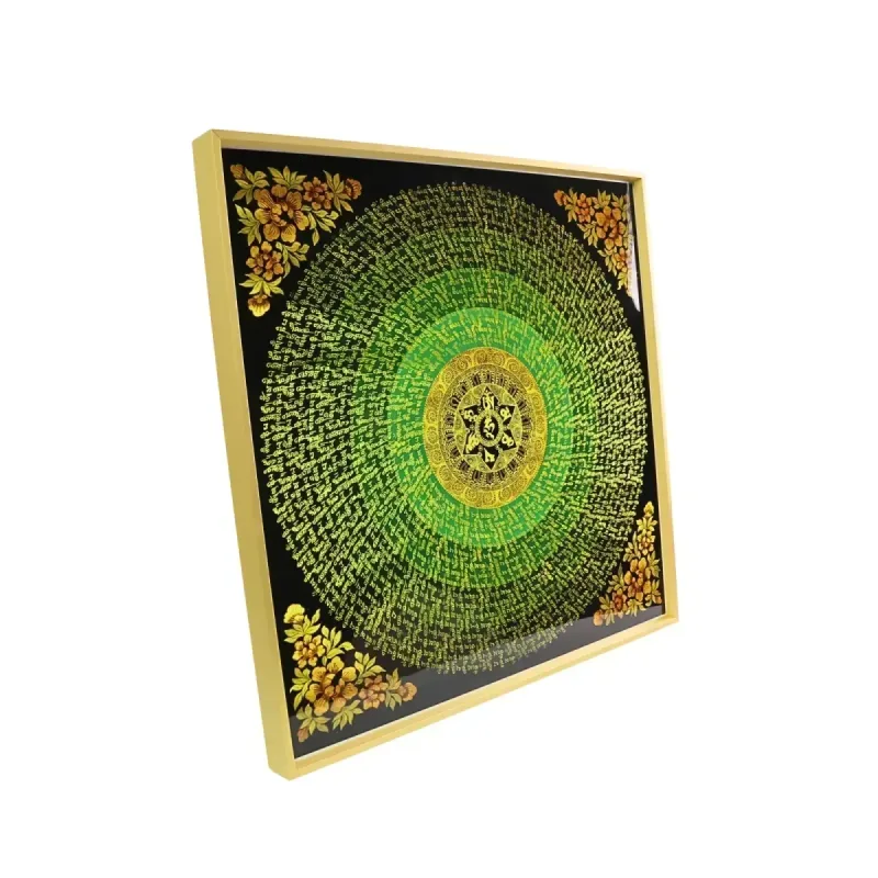Flower Om Hum Mantra Mandala Large Tibetan Thangka Frame
