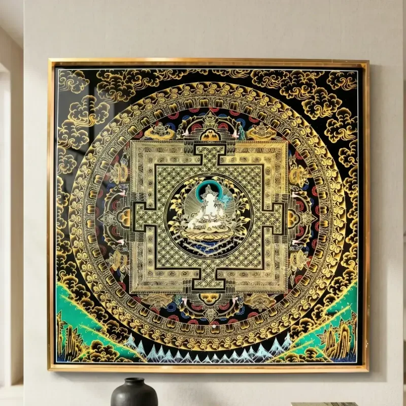 Original White Tara Mandala Tibetan Thangka Frame
