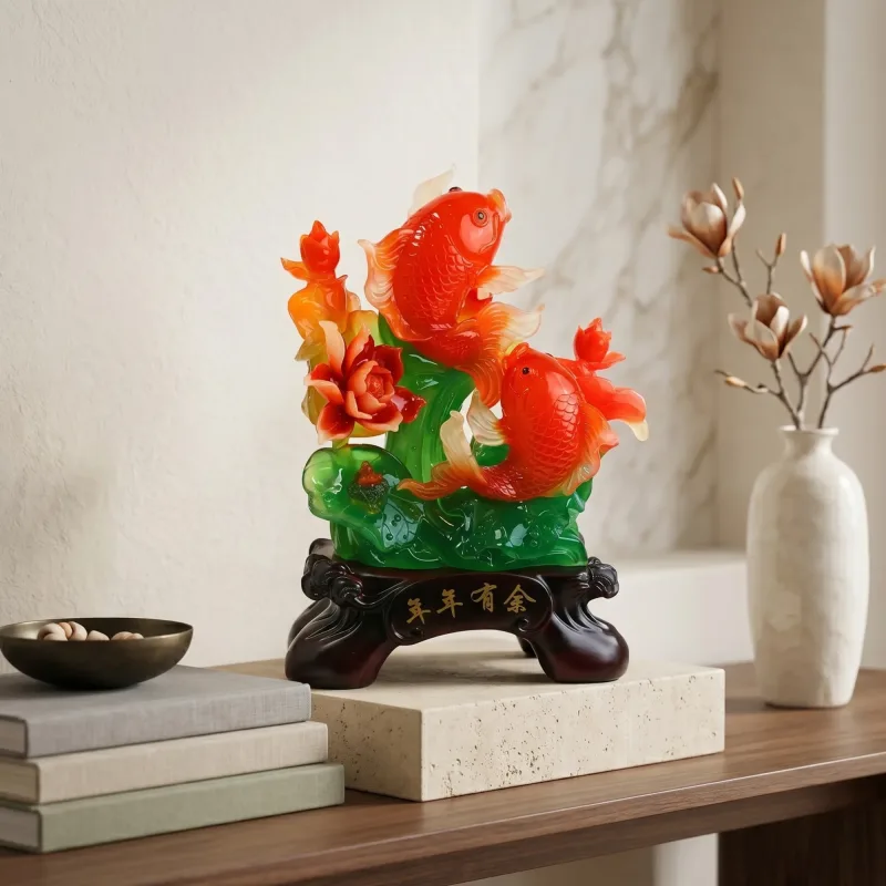 Double Red Fish with Coin