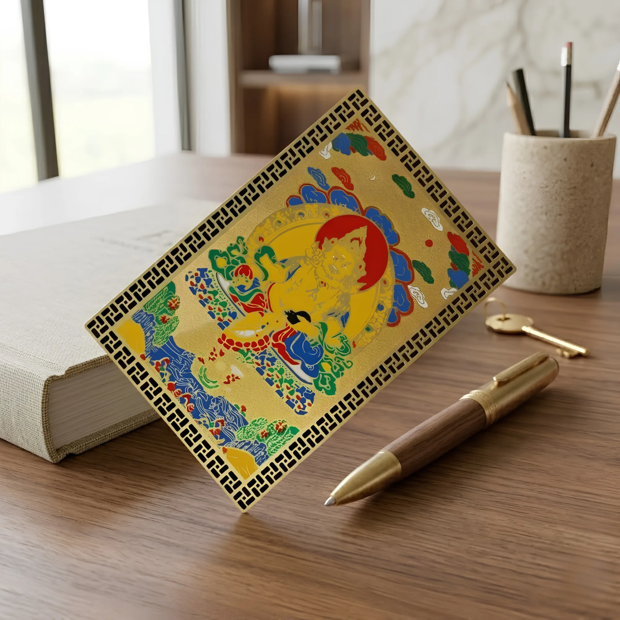 Manjushri With Flaming Sword of Wisdom Metal Card
