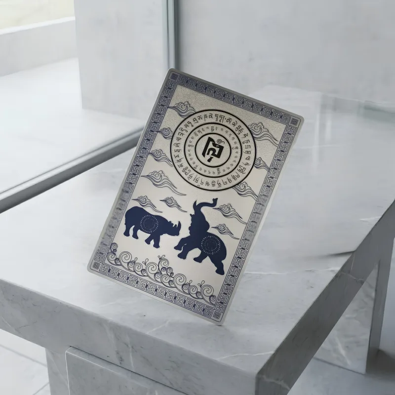Armored Elephant And Rhinoceros Metal Card