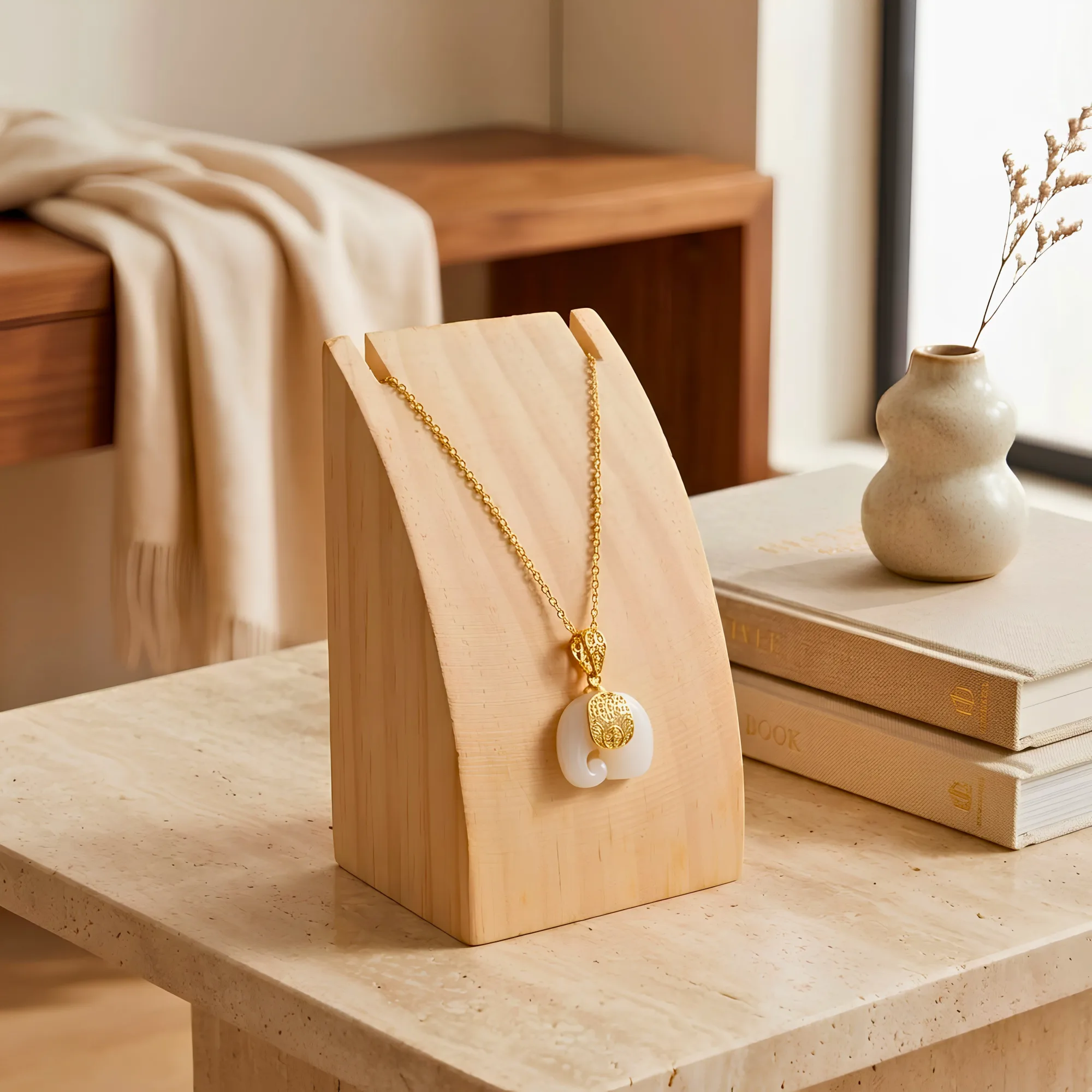 Natural Jade Auspicious Elephant Necklace