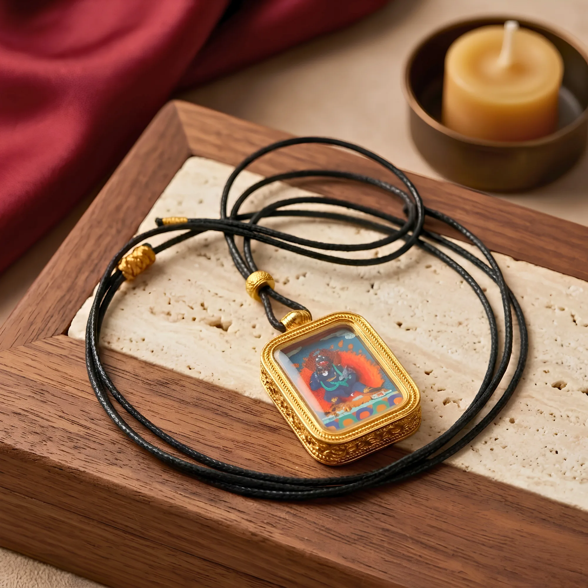 Yamantaka Hand-Painted Thangka Amulet Pendant