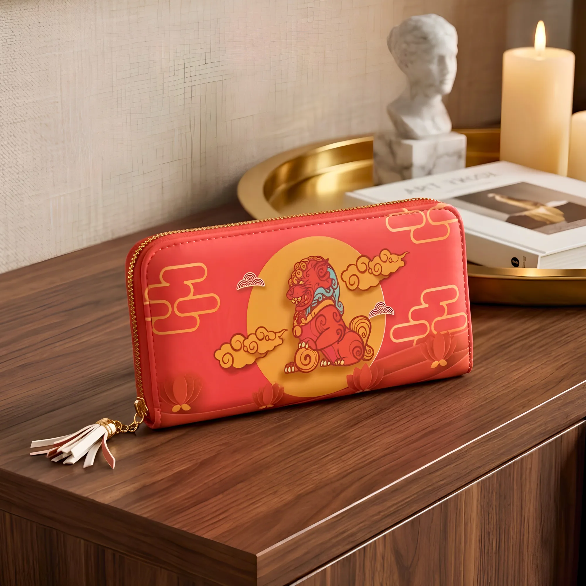 Lucky Fu Dog Wallet with Mantra