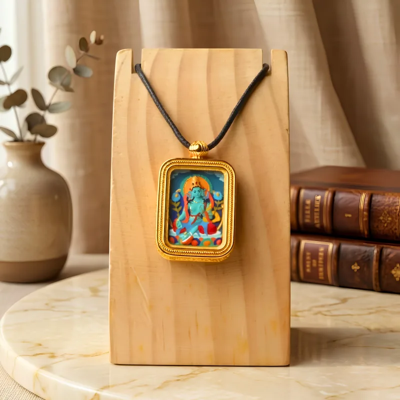 Four Armed Avalokiteshvara Hand-Painted Thangka Pendant