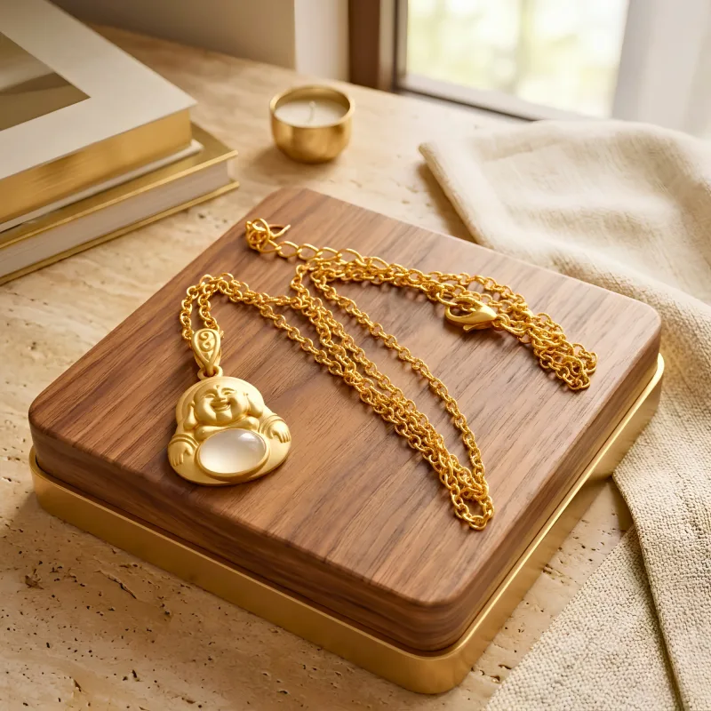 Laughing Buddha Hetian Jade Necklace