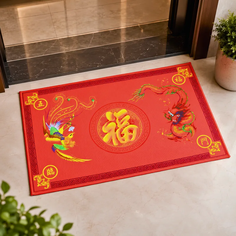 Dragon & Phoenix with Good Luck Symbol Doormat