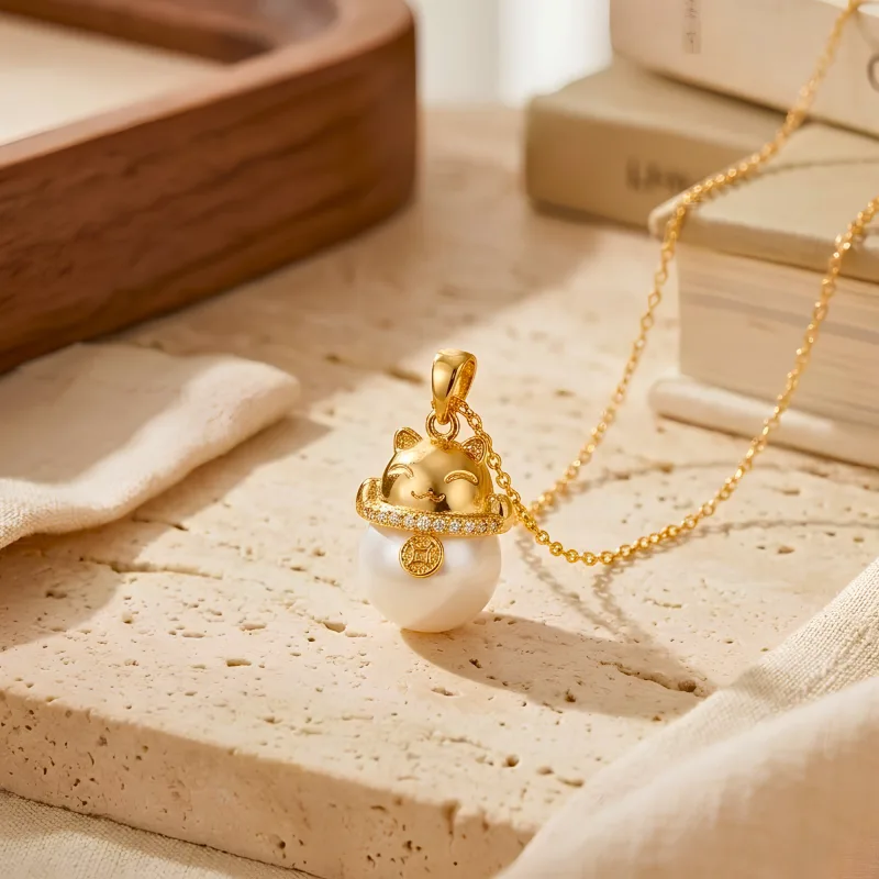 Lucky Cat Jade Necklace