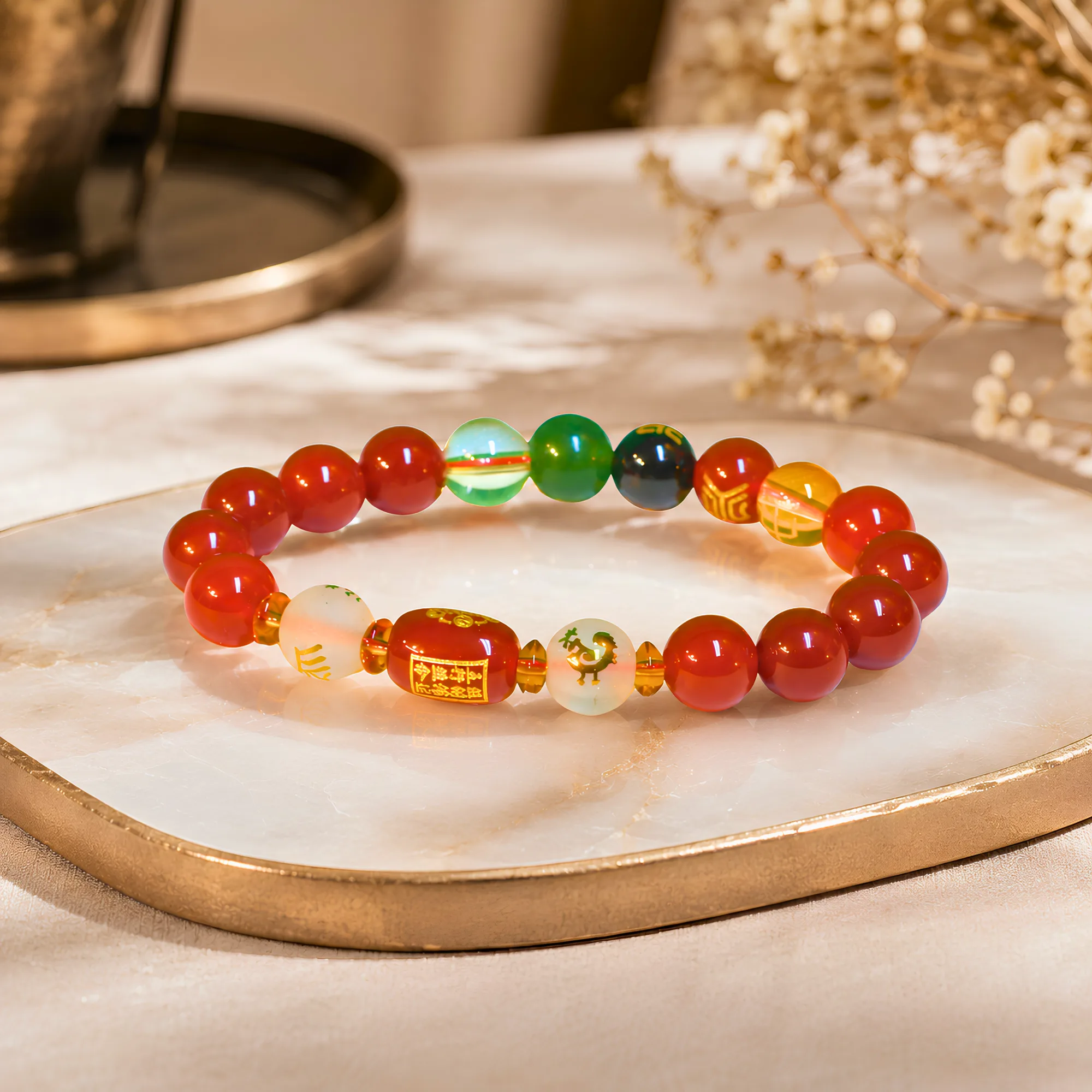 Five Element Red Agate Wealth Bracelet