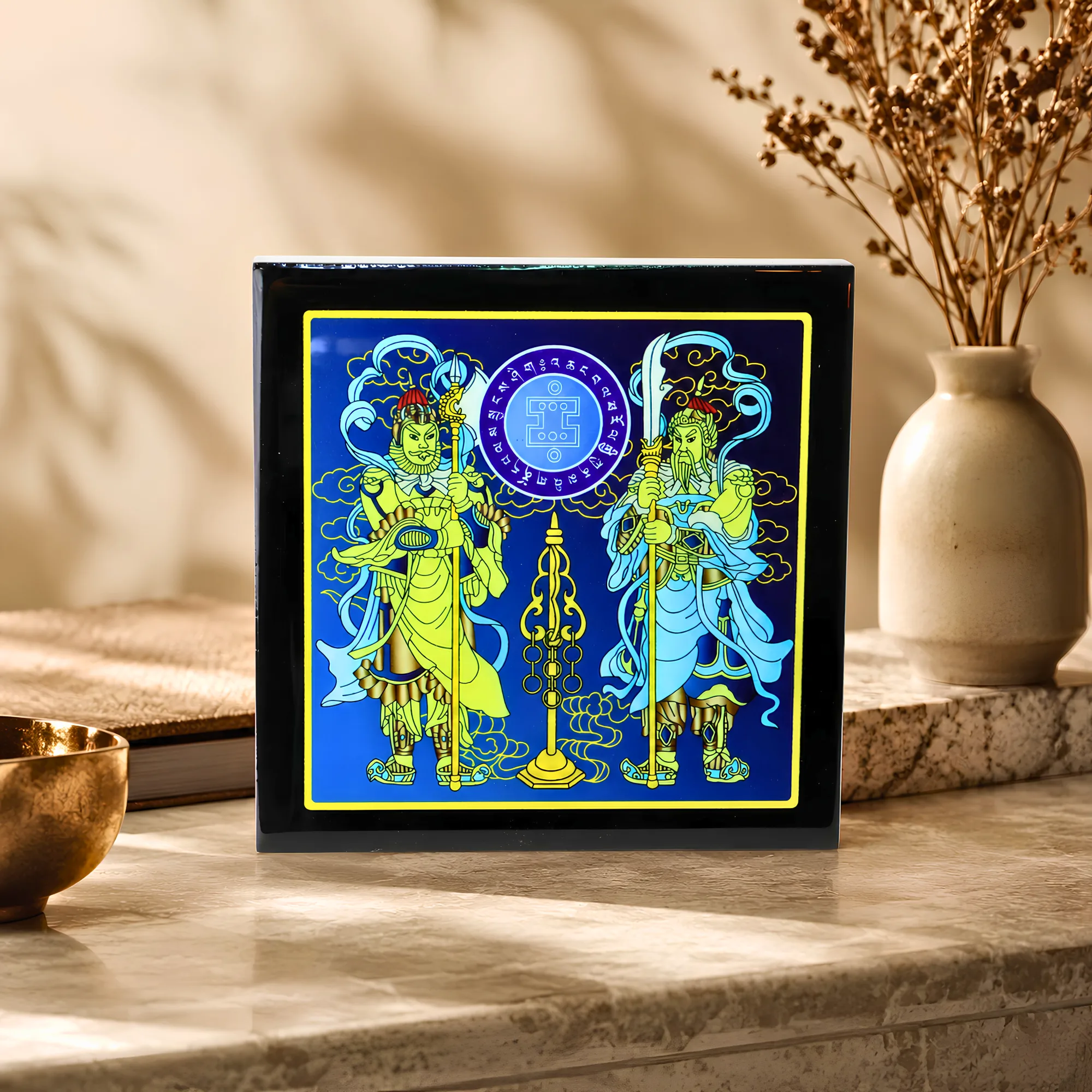 Door Guardians With Ksitigarbha Staff Plaque
