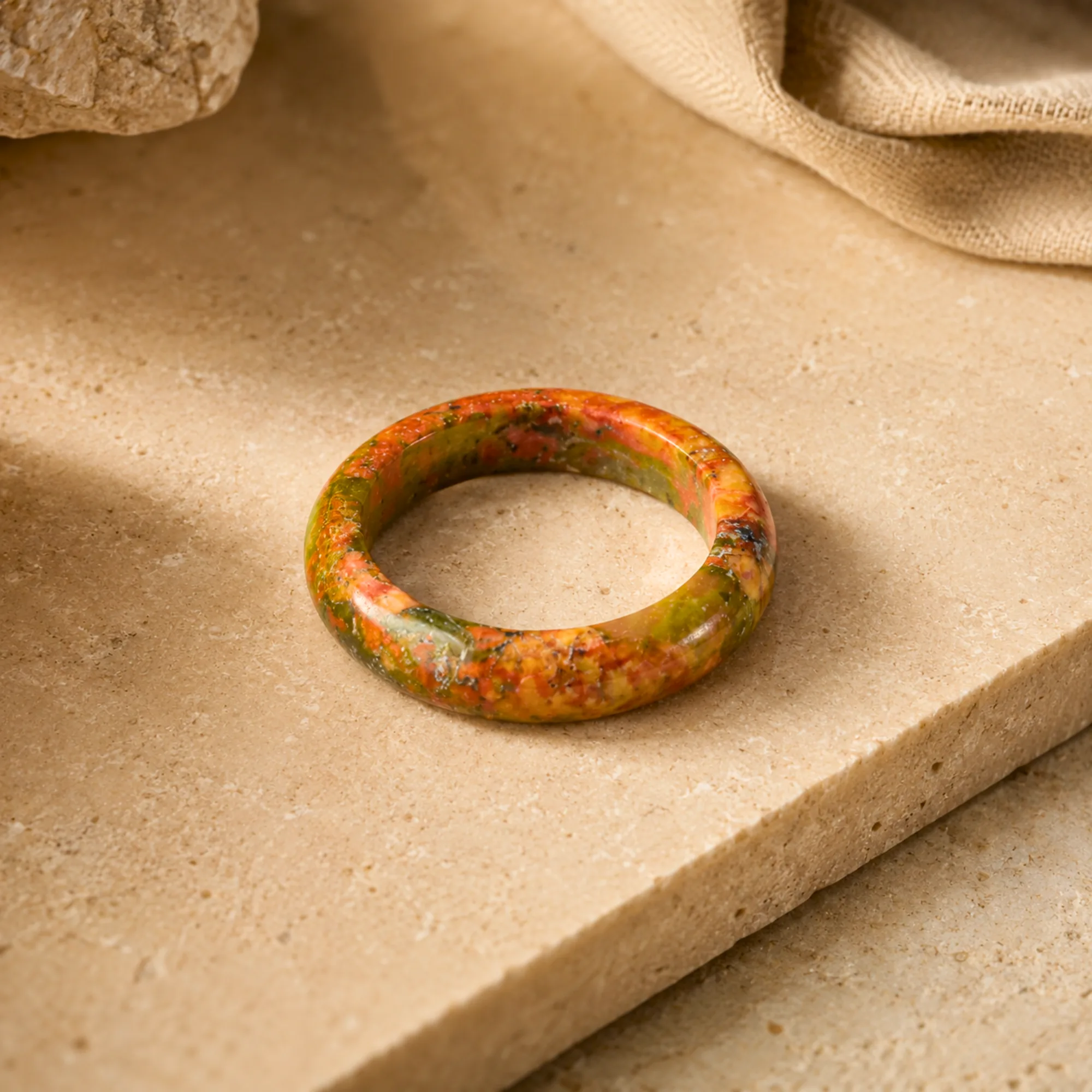 Natural Unakite Ring