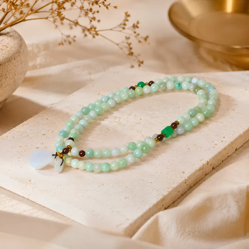 Three Layered Jade Bracelet with Buddha