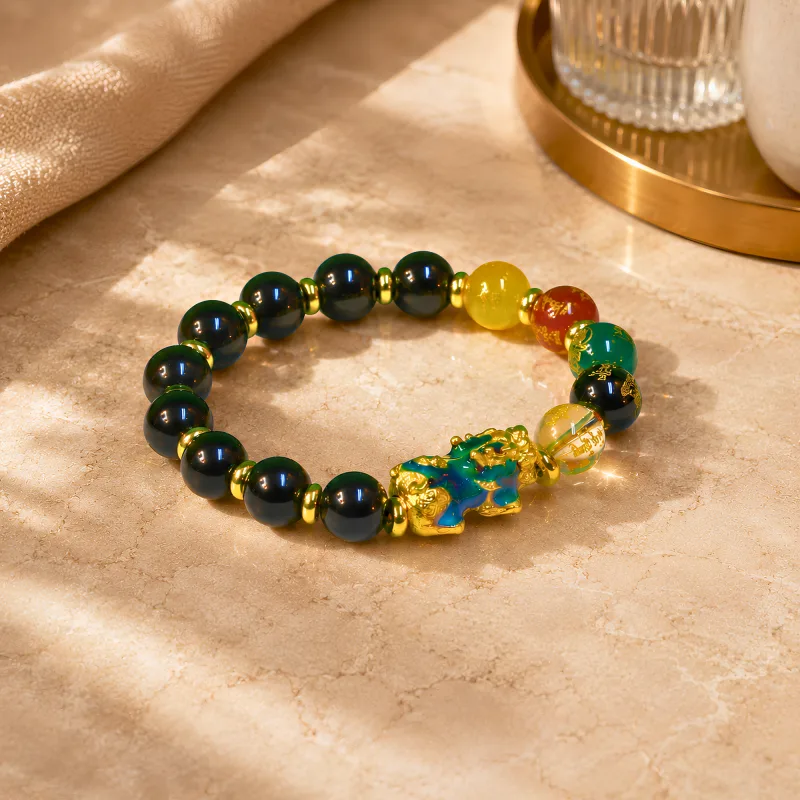 Five Element Pixiu Natural Obsidian Beads Bracelet