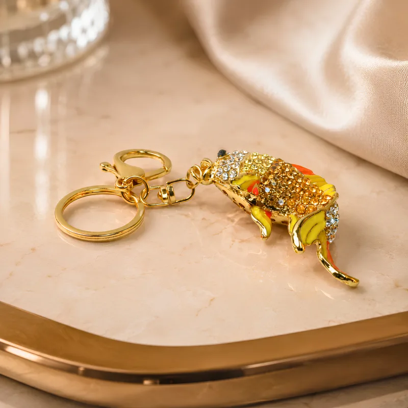 Auspicious Fish Rhinestones Keychain