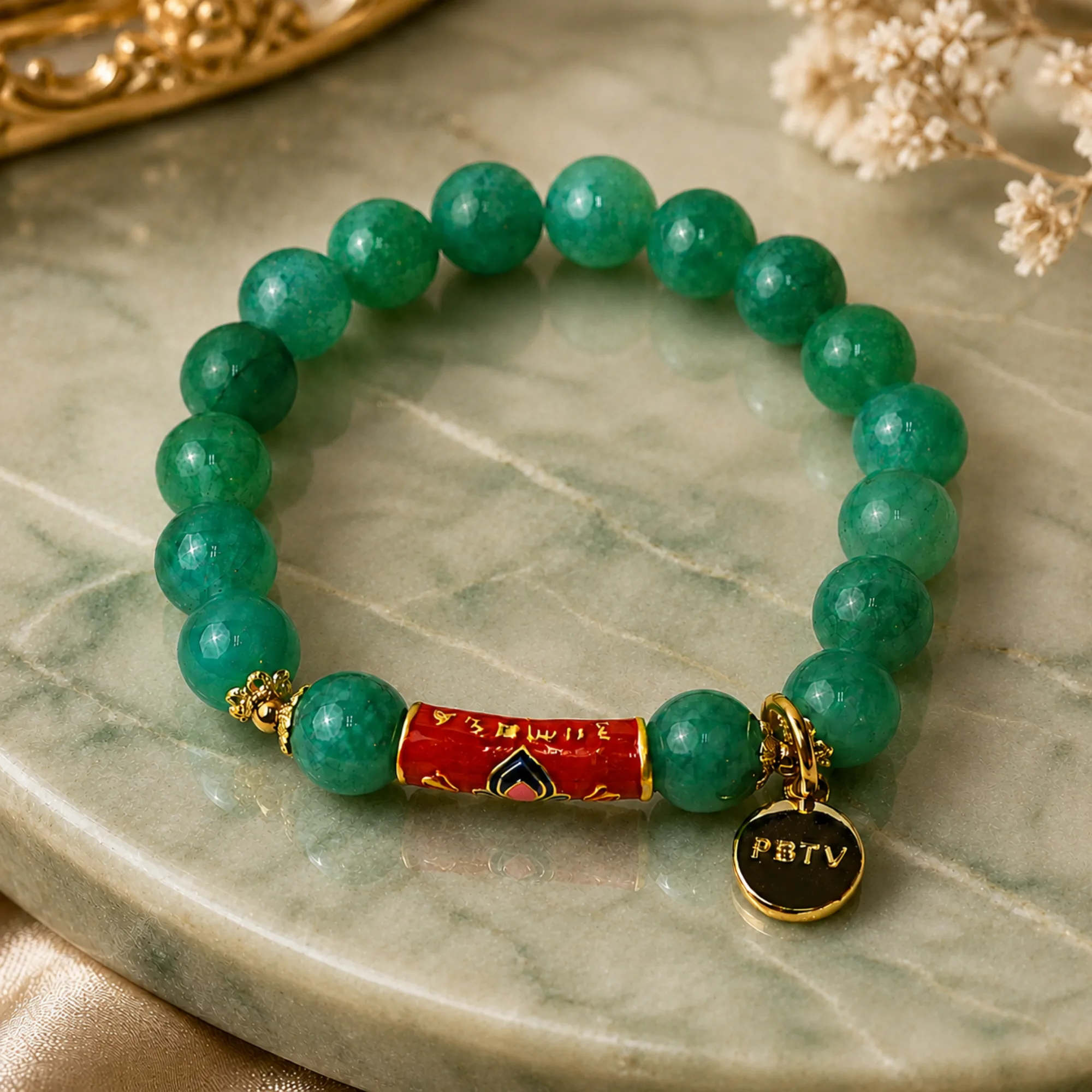 2027 Snake Superb Bracelet with Lotus Mantra Charm