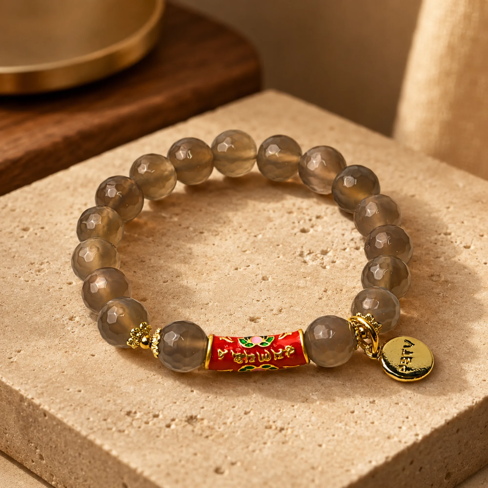 2027 Dog Superb Bracelet with Lotus Mantra Charm
