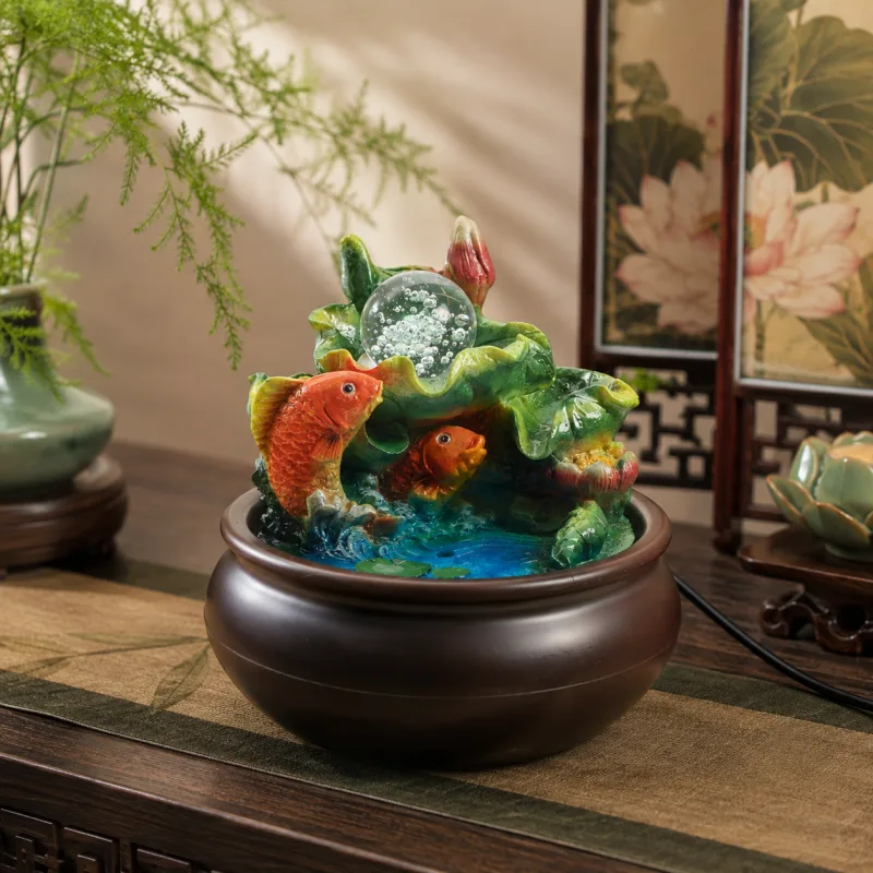 Lucky Fish Water Fountain With Led Light