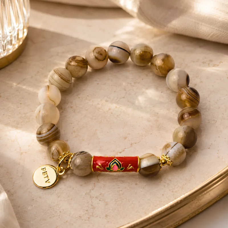 2027 Horse Superb Bracelet with Lotus Mantra Charm