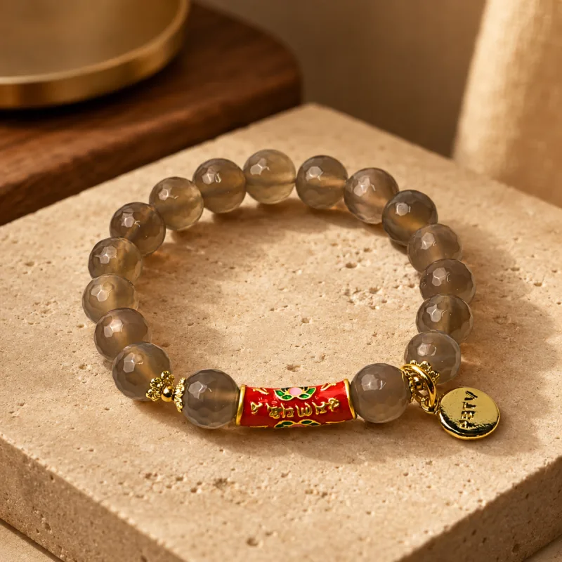 2027 Dog Superb Bracelet with Lotus Mantra Charm