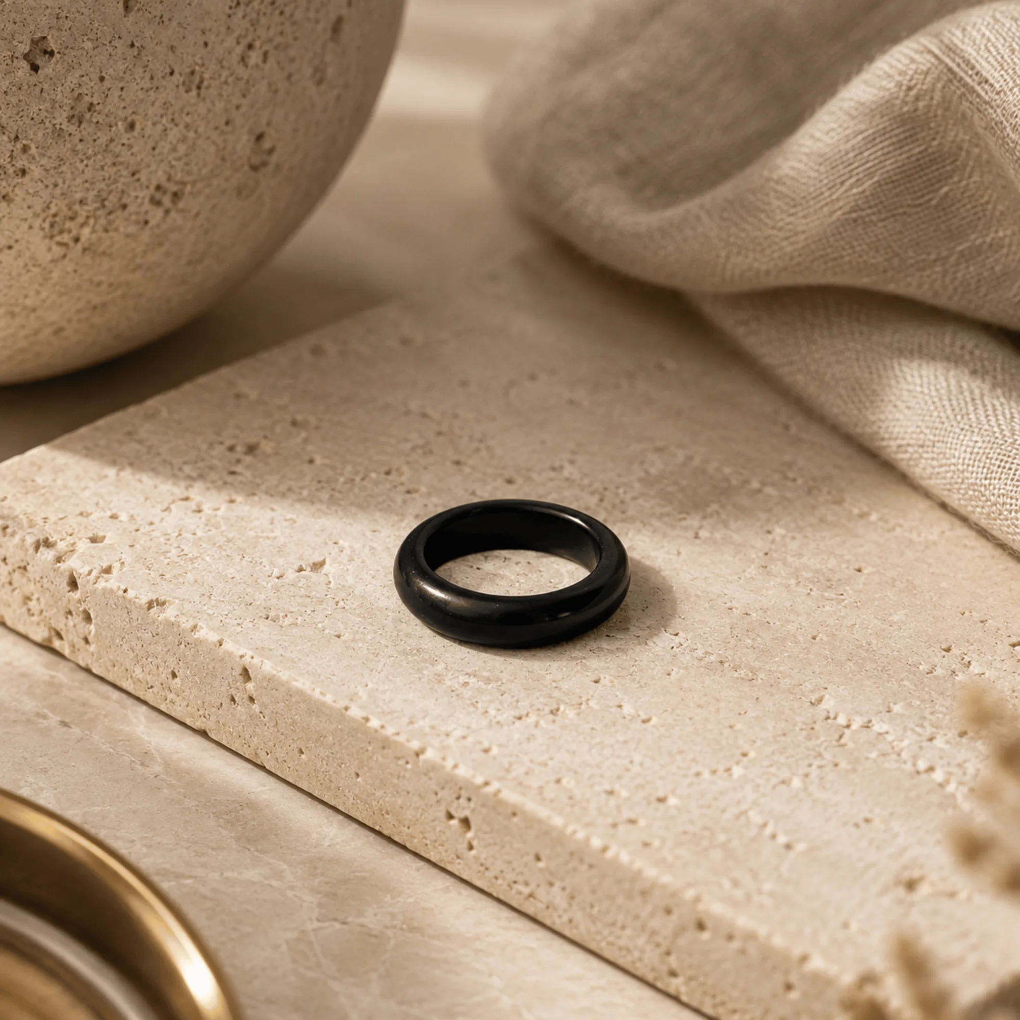 Natural Black Obsidian Ring