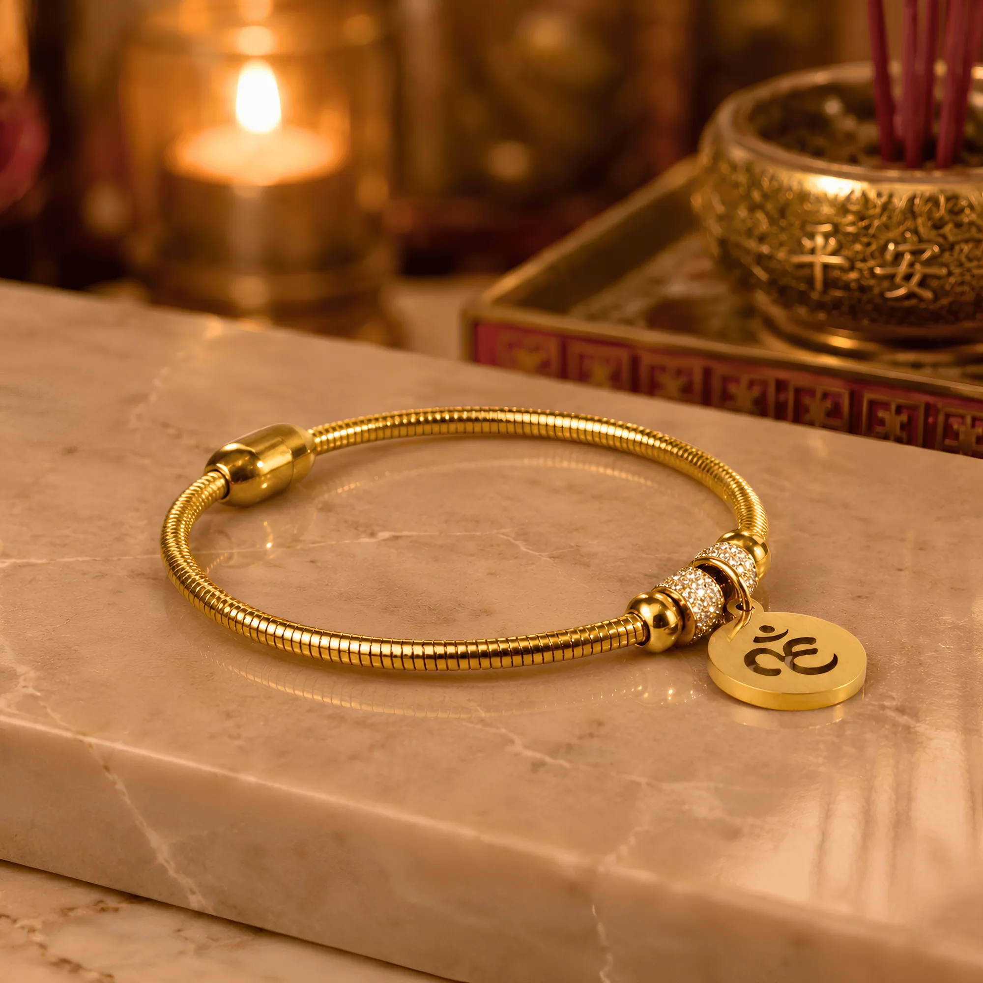 OM Infinite Blessings Bangle with Namgyalma Mantra